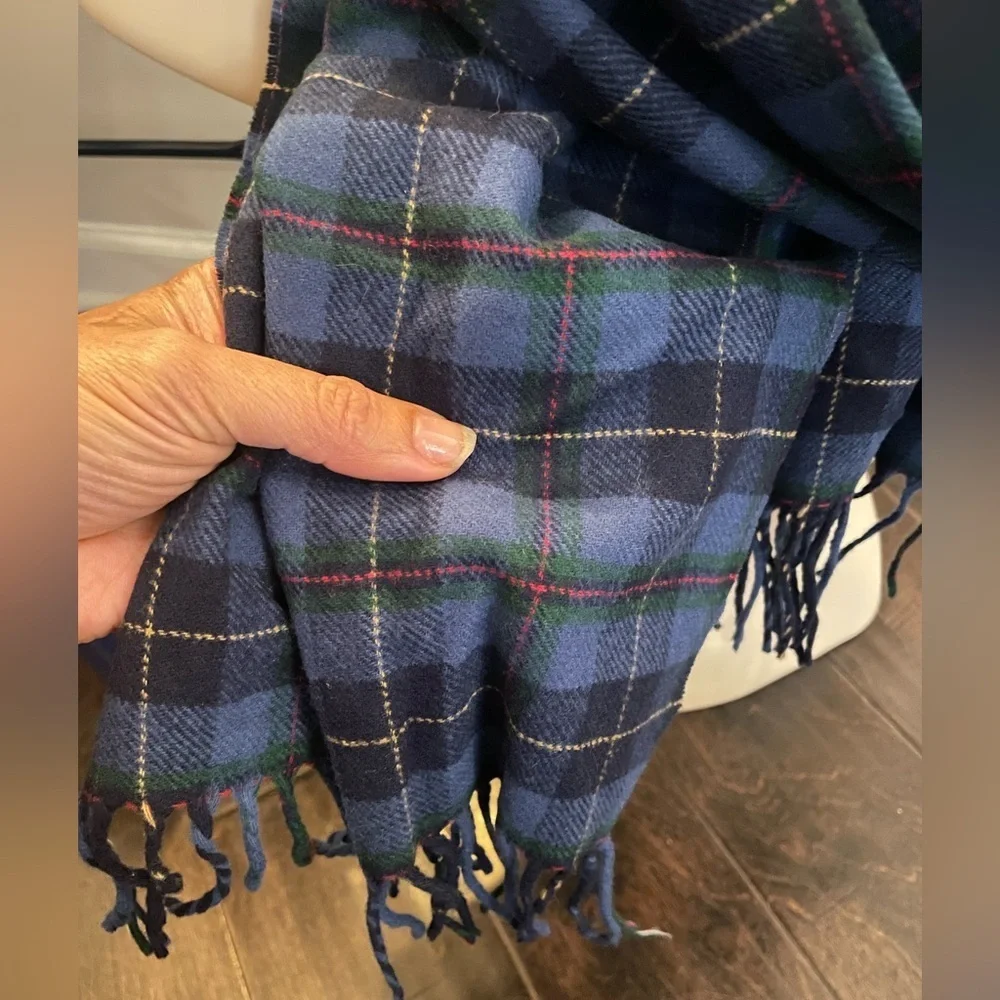 Pendleton Tartan Wool Scarf - Navy, yellow, red and Forest Green
